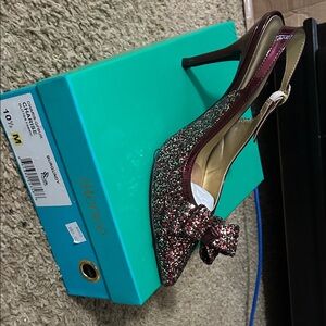 J.Renee Burgundy Sparkle Slingback Heels